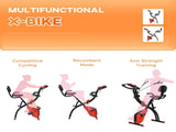 2-in-1 Folding Exercise Bike with 8-Level Magnetic Resistance, Arm Resistance Band, Pulse Sensor, T3398P349156