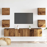 ZNTS Wall Mounted TV cabinets 6 pcs Old Wood Engineered Wood 3328967