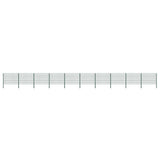 Fence Panel with Posts Iron 349x160 cm Green 278671