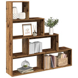 Room Divider Bookcase 4-Tier Old Wood 143.5x29x143.5 cm Engineered Wood 858001