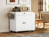 Rolling Kitchen Island with 3-Tier Spice Rack, Kitchen Storage Cart with Drawer and Towel Rack, T3398P378829