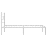 Metal Bed Frame without Mattress with Headboard White 100x200cm 355703