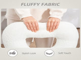 Armless Heart Computer Desk Chair, Teddy Fleece Swivel Office Chair, Makeup Vanity Chair with Height T3398P344662