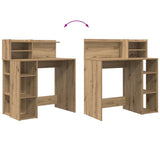 Desk with Shelf Artisan Oak 90 x 48 x 101.5 cm Engineered Wood 869529