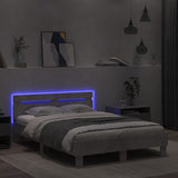 Bed Frame with LED without Mattress Concrete Grey 135x190 cm Double 3207570