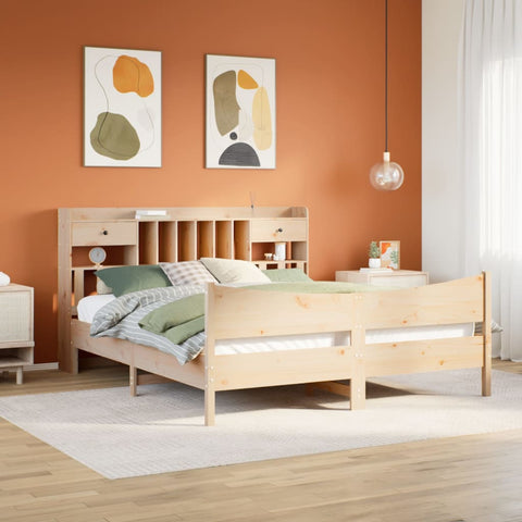 ZNTS Bed Frame without Mattress 180x200 cm Super King Solid Wood Pine 3323368