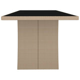 Garden Table with Glass Top Beige Poly Rattan&Tempered Glass 319557