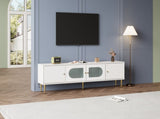 Modern TV Stand, 4doors, Metal bracket, TV Cabinet Storage Sideboard with 2 glass doors, TV N605P407493W