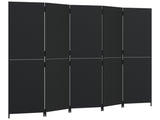 Room Divider 5 Panels Black Poly Rattan 365364
