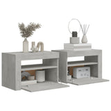 ZNTS Bedside Cabinets 2 pcs with LEDs Concrete Grey 60x35x40 cm 3080738