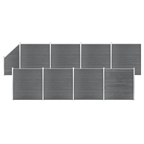 WPC Fence Set 8 Square + 1 Slanted 1484x186 cm Grey 3053240