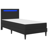 Bed Frame with LED Strip Lights Black 90 x 190 cm Faux Leather 3415283