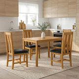 Dining Set 5 pcs Black Solid Oak Wood 3430243