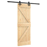 Sliding Door Natural and Black 70 x 210 cm Solid Pine Wood 3445058