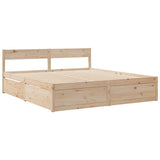 Bed with Drawers and Mattress 200x200 cm Solid Wood Pine 3281886