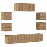 7 Piece TV Cabinet Set Wall-mounted Artisan Oak Engineered Wood 3329014
