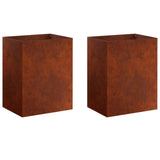 Garden Planter 2 pcs Rusty 40 x 30 x 40 cm Weathering Steel 8005483