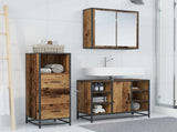 Bathroom Furniture Set with Door 3 pcs Old Wood Engineered Wood 3402524