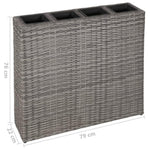 ZNTS Garden Raised Bed with 4 Pots Poly Rattan Grey 45426