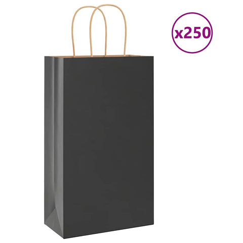 ZNTS Paper Bags 250 pcs with Handles Black 21x11x36 cm 4101645