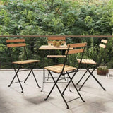 Folding Bistro Chair Set of 4 Brown Solid Teak Wood One Size 319980