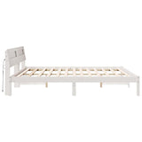 Bed Frame with Headboard White 200 x 200 cm Solid Pine Wood 3385743
