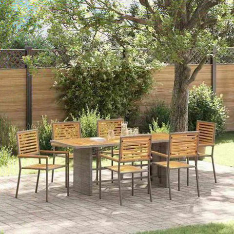 Garden Dining Set 7 pcs Grey Poly Rattan 3365451