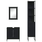 ZNTS 3 Piece Bathroom Furniture Set Black Engineered Wood 3214800