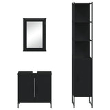 ZNTS 3 Piece Bathroom Furniture Set Black Engineered Wood 3214800
