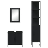 3 Piece Bathroom Furniture Set Black Engineered Wood 3214800