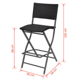 7 Piece Folding Outdoor Dining Set Steel Poly Rattan Black 42878