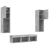 5 Piece TV Wall Units with LED Concrete Grey Engineered Wood 3216607