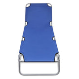 ZNTS Folding Sun Lounger Powder-coated Steel Blue 41477