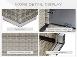 Square PE Wicker Rattan Table, with Glass Top - Light Grey T3398P323876