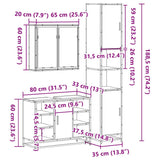 3 Piece Bathroom Furniture Set Smoked Oak Engineered Wood 3301092