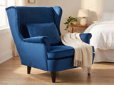 Modern Accent Chair with High Backrest and Pillow, Velvet-Feel Fabric Reading Chair with Solid Wood T3398P548097