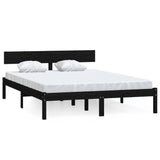 Bed Frame without Mattress Black Solid Wood Pine King Size 810156