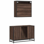 2 Piece Bathroom Furniture Set Brown Oak Engineered Wood 3300894