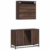 2 Piece Bathroom Furniture Set Brown Oak Engineered Wood 3300894