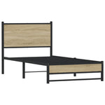 Metal Bed Frame without Mattress Sonoma Oak 75x190 cm Small Single 4007876