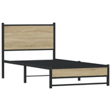 Metal Bed Frame without Mattress Sonoma Oak 75x190 cm Small Single 4007876