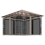 Gazebo with Mosquito Net&LED String Lights 3x3x2.73 m Taupe 3070318