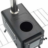 Tent Wood Stove with Chimney and Foldable Legs Black Steel 4005748