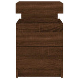 Bedside Cabinet with LED Lights Brown Oak 35x39x55 cm 836761