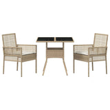 Garden Dining Set 3 pcs Beige Poly rattan 3334931