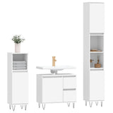 3 Piece Bathroom Furniture Set White Engineered Wood 3190221