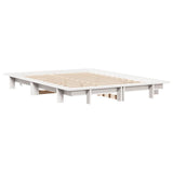 Bed Frame without Mattress White 150x200 cm King Size Solid Wood Pine 850657