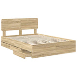 Bed Frame with Drawer Sonoma Oak 150 x 200 cm Engineered Wood 3412173
