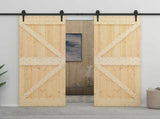 Sliding Door 2 pcs 80 x 210 cm Solid Pine Wood 3444870