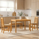 Dining Set 4 pcs Beige Solid Oak Wood 3430294